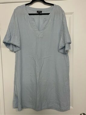 100% Linen Blue Summer Dress